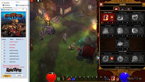 Torchlight 2 patch V1.25.5.6 Steam cheat table including monster .